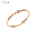 LENYA แหวนอเมทิสต์ (Amethyst) ตัวเรือนเงินแท้ชุบพิ้งโกล์ด ดีไซน์เรียบหรู ทำ Texture ที่ตัวเรือนเพิ่มความเก๋ไก๋
