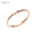 LENYA แหวนอเมทิสต์ (Amethyst) ตัวเรือนเงินแท้ชุบพิ้งโกล์ด ดีไซน์เรียบหรู ทำ Texture ที่ตัวเรือนเพิ่มความเก๋ไก๋
