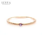 LENYA แหวนอเมทิสต์ (Amethyst) ตัวเรือนเงินแท้ชุบพิ้งโกล์ด ดีไซน์เรียบหรู ทำ Texture ที่ตัวเรือนเพิ่มความเก๋ไก๋