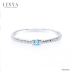 LENYA แหวนบลูโทแพซ (Blue Topaz) ตัวเรือนเงินแท้ชุบโรเดียม เพิ่มลวดลายบนตัวเรือนให้ดูเก๋ไก๋ สีฟ้าที่สดใสช่วยให้จิตใจสงบเยือกเย็น