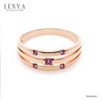 LENYA แหวนเงินแท้ ประดับอเมทิสต์ (Amethyst) ดีไซน์เรียบเก๋ สวยอย่างมีสไตล์ ตัวเรือนชุบพิ้งโกล์ด