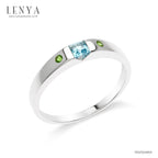 LENYA แหวนบลูโทแพซ (Blue Topaz) ประดับโครมไดออพไซต์ (Chrome Diopside) ดีไซน์เรียบหรู สวมใส่แล้วบ่งบอกถึงสไตล์ได้เป็นอย่างดี
