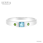 LENYA แหวนบลูโทแพซ (Blue Topaz) ประดับโครมไดออพไซต์ (Chrome Diopside) ดีไซน์เรียบหรู สวมใส่แล้วบ่งบอกถึงสไตล์ได้เป็นอย่างดี