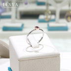 LENYA แหวนเงินแท้ ประดับพลอยสีม่วงอมแดง (Rhodolite) เม็ดเดี่ยว ชูความเก๋อย่างมีสไตล์ ตัวเรือนชุบ2ตัวเรือนชุบทองคำขาว และกระเปาะหุ้มพลอยชุบสีพิ้งโกล์ด