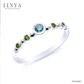 LENYA แหวนเงินแท้ ประดับบลูโทแพซ (Blue Topaz) และซาโวไรท์ (Tsavorite) ตัวเรือนชุบโรเดียม