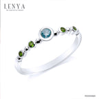 LENYA แหวนเงินแท้ ประดับบลูโทแพซ (Blue Topaz) และซาโวไรท์ (Tsavorite) ตัวเรือนชุบโรเดียม