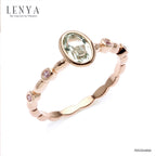 LENYA แหวนเงินแท้ ดีไซน์สุดเก๋ดูโดดเด่น ด้วยพลอยรูปไข่กรีนอเมทิสต์ (Green Amethyst)  และแซปไฟร์สีชมพู (Pink sapphire) ตัวเรือนชุบพิ้งโกล์ด