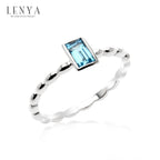 LENYA แหวนเงินแท้ ประดับพลอยบลูโทแพซสีฟ้า( Blue Topaz) ทรงสี่เหลี่ยม สวยเท่ห์อย่างมีสไตล์ ตัวเรือนชุบทองคำขาว