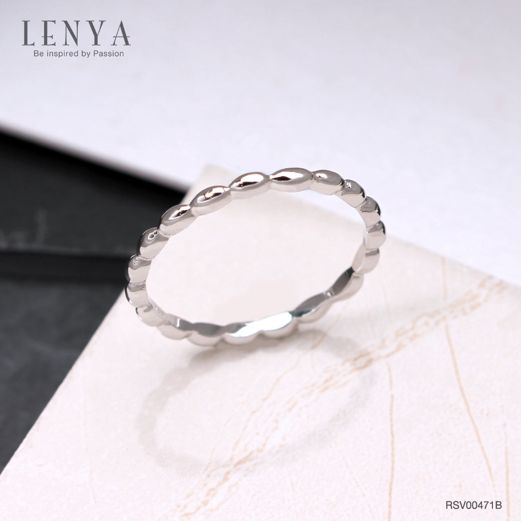 LENYA แหวน Bubble Ring ตัวเรือนเงินแท้ ชุบทองคำขาว เพิ่มลวดลายบนตัวเรือนให้ดูเก๋ไก๋