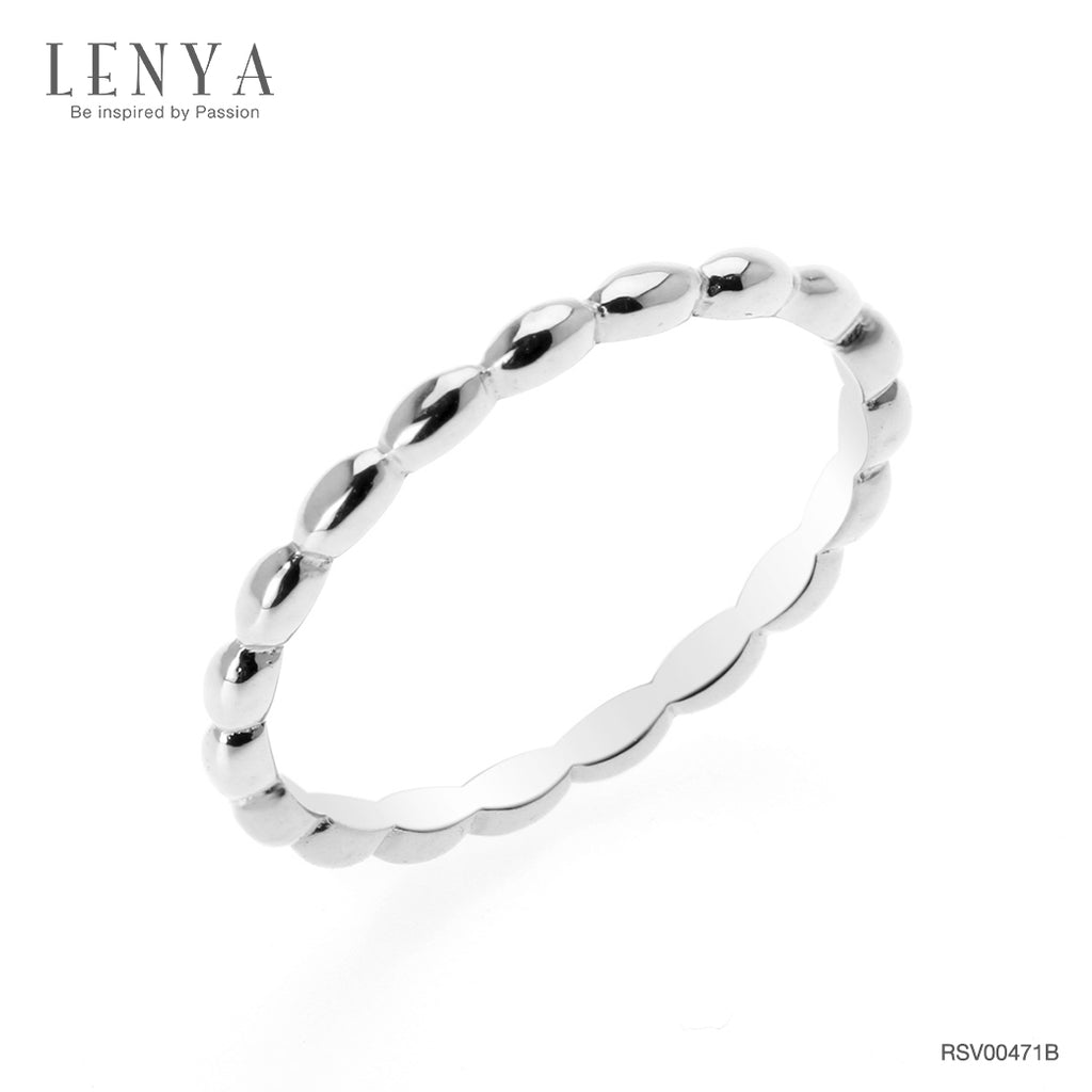LENYA แหวน Bubble Ring ตัวเรือนเงินแท้ ชุบทองคำขาว เพิ่มลวดลายบนตัวเรือนให้ดูเก๋ไก๋
