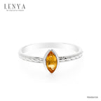 LENYA แหวนเงินแท้ ประดับพลอยสีเหลือง ซิทริน (citrine) ทรงมาร์คีย์ สวยเท่ห์อย่างมีสไตล์ ตัวเรือนชุบทองคำขาว