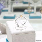 LENYA แหวนเงินแท้ ประดับพลอยสีเหลือง ซิทริน (citrine) ทรงมาร์คีย์ สวยเท่ห์อย่างมีสไตล์ ตัวเรือนชุบทองคำขาว