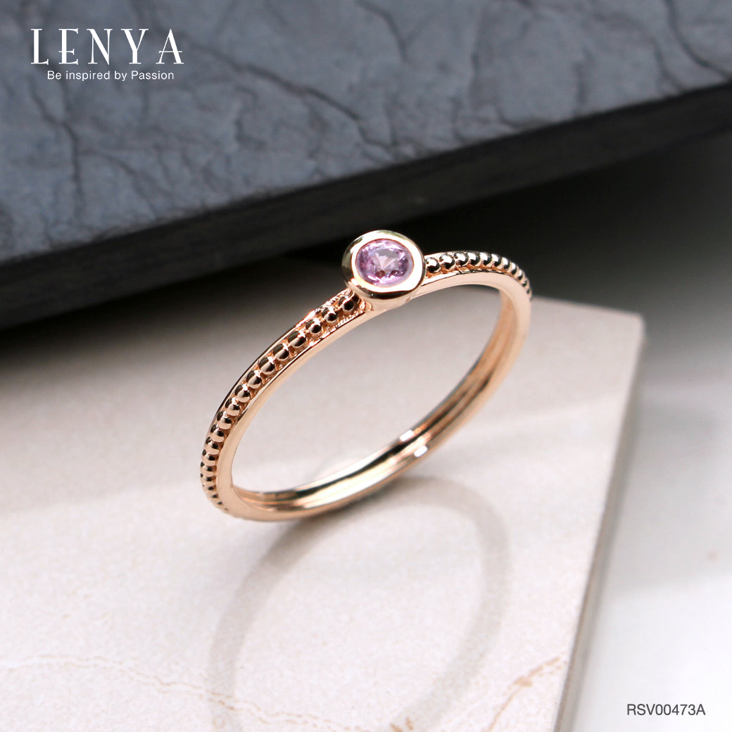 LENYA แหวนเงินแท้  ประดับแซฟไฟร์สีชมพู (Pink Sapphire)  ดีไซน์เล็กๆ สามารถ Mix and Match กับแหวนดีไซน์ อื่นๆได้ อย่างลงตัว