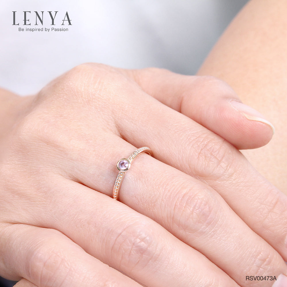 LENYA แหวนเงินแท้  ประดับแซฟไฟร์สีชมพู (Pink Sapphire)  ดีไซน์เล็กๆ สามารถ Mix and Match กับแหวนดีไซน์ อื่นๆได้ อย่างลงตัว