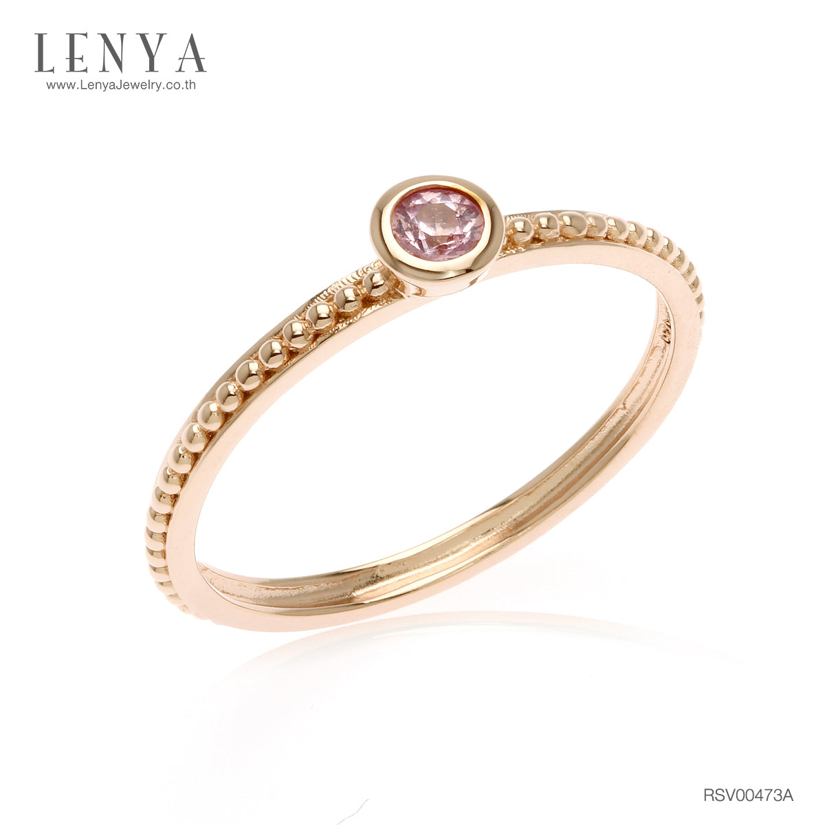 LENYA แหวนเงินแท้  ประดับแซฟไฟร์สีชมพู (Pink Sapphire)  ดีไซน์เล็กๆ สามารถ Mix and Match กับแหวนดีไซน์ อื่นๆได้ อย่างลงตัว