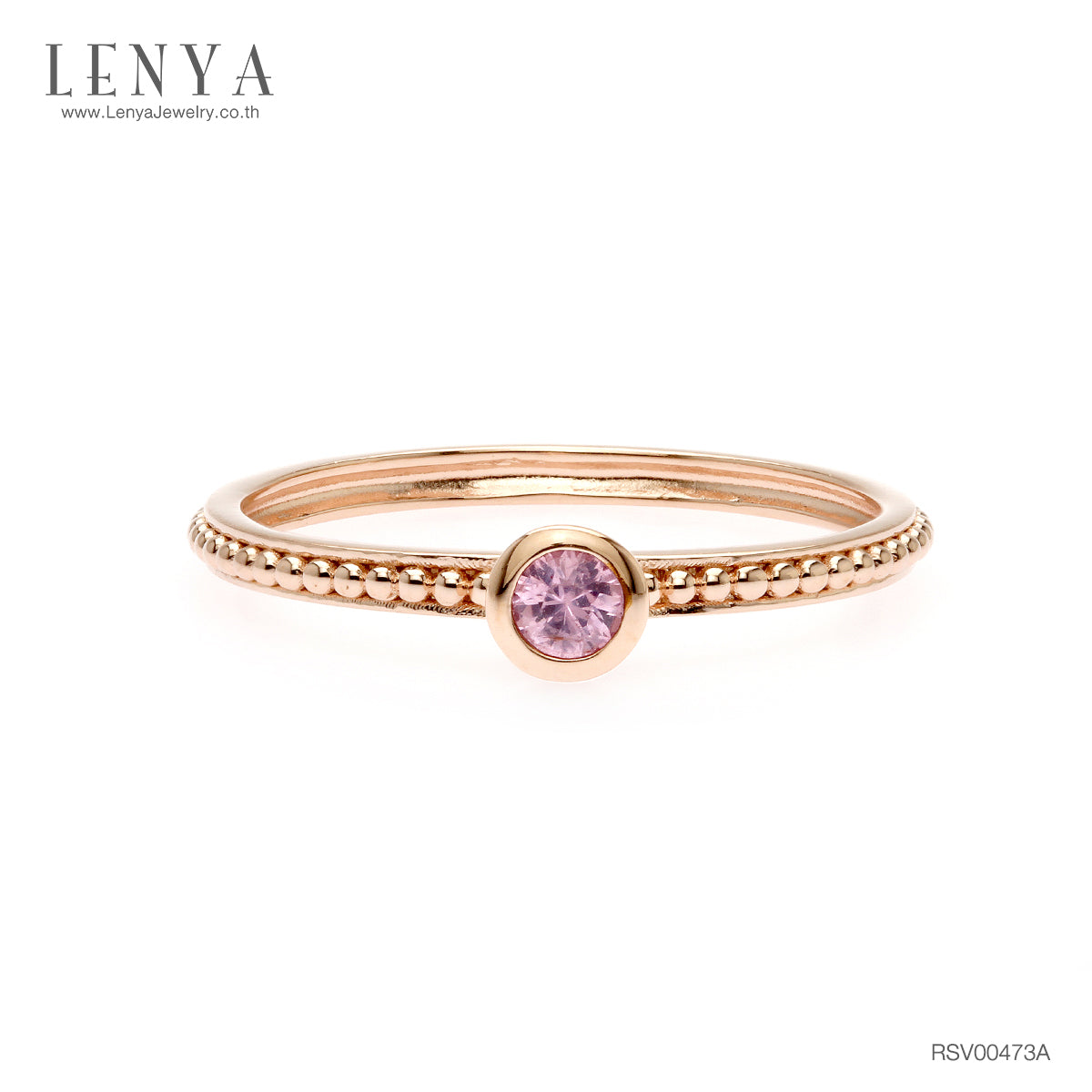 LENYA แหวนเงินแท้  ประดับแซฟไฟร์สีชมพู (Pink Sapphire)  ดีไซน์เล็กๆ สามารถ Mix and Match กับแหวนดีไซน์ อื่นๆได้ อย่างลงตัว