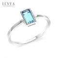 LENYA แหวนบลูโทแพชสีฟ้า(Blue Topaz) ทรงสี่เหลี่ยม ดีไซน์น่ารักสุดเก๋ ตัวเรือนเรือนเงินแท้925 ชุบทองคำขาว