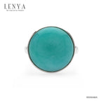 LENYA แหวนเงินแท้ประดับด้วยอะเมโซไนต์ ( Amazonite) เม็ดกลมใหญ่เจียระไนแบบหลังเบี้ย ดีไซน์เรียบเก๋ มีสไตล์ ตัวเรือนทำลวดลาย ดูทันสมัย ชุบด้วยทองขาว