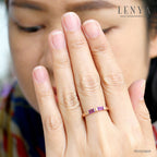 LENYA แหวนอเมทิสต์ (Amethyst) ทรงบาเกต ตัวเรือนเงินแท้ชุบพิ้งโกล์ด ดีไซน์โฉบเฉี่ยว เรียบหรูดูแพง