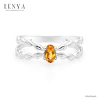 LENYA แหวนเงินแท้ 925 ประดับพลอยสีเหลือง ซิทริน (citrine) ทรงไข่ สวยเท่ห์อย่างมีสไตล์ ตัวเรือนชุบทองคำขาว