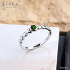 LENYA แหวนเงินแท้ 925 ประดับพลอยสีเขียว โครมไดออพไซด์  (Chrome Diopside)  สวยเท่ห์อย่างมีสไตล์ ตัวเรือนชุบทองคำขาว