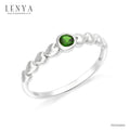 LENYA แหวนเงินแท้ 925 ประดับพลอยสีเขียว โครมไดออพไซด์  (Chrome Diopside)  สวยเท่ห์อย่างมีสไตล์ ตัวเรือนชุบทองคำขาว
