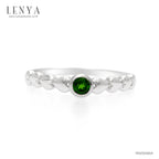 LENYA แหวนเงินแท้ 925 ประดับพลอยสีเขียว โครมไดออพไซด์  (Chrome Diopside)  สวยเท่ห์อย่างมีสไตล์ ตัวเรือนชุบทองคำขาว
