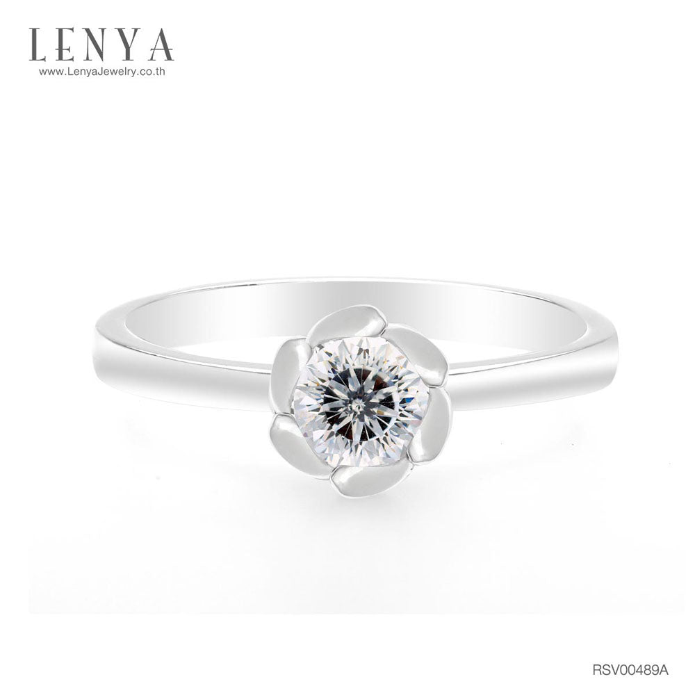 LENYA แหวนเงินแท้ 925 ชุปทองคำขาว ประดับด้วย Diamondlike  เสริมบุคลิกเพิ่มความมั่นใจ
