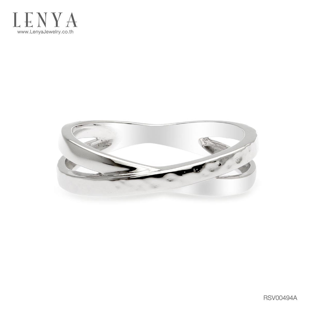 LENYA แหวน X Ring ตัวเรือนเงินแท้ 925 โรเดียม เพิ่มลวดลายบนตัวเรือนให้ดูเก๋ไก๋