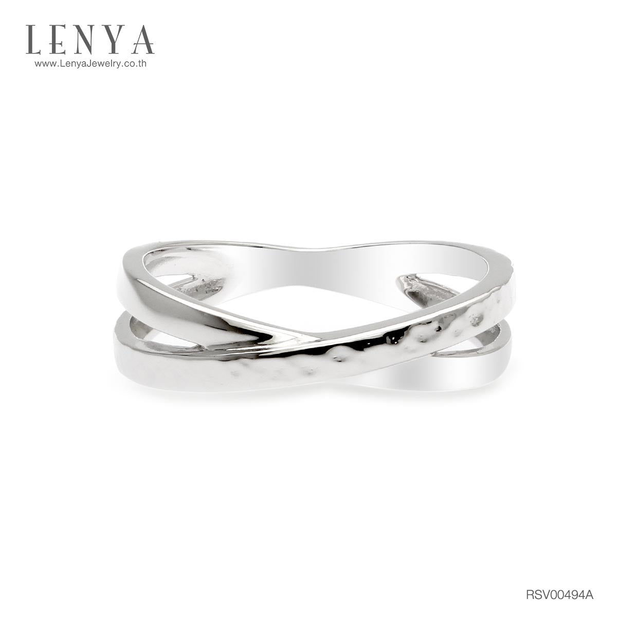 LENYA แหวน X Ring ตัวเรือนเงินแท้ 925 โรเดียม เพิ่มลวดลายบนตัวเรือนให้ดูเก๋ไก๋