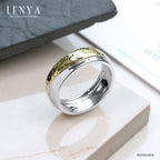 LENYA แหวน Two Tone Ring ตัวเรือนเงินแท้ 925 โรเดียม และทอง  ชุปเพิ่มลวดลายบนตัวเรือนให้ดูเก๋ไก๋