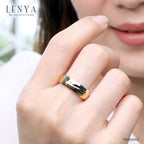 LENYA แหวน Two Tone Ring ตัวเรือนเงินแท้ 925 โรเดียม และทอง  ชุปเพิ่มลวดลายบนตัวเรือนให้ดูเก๋ไก๋
