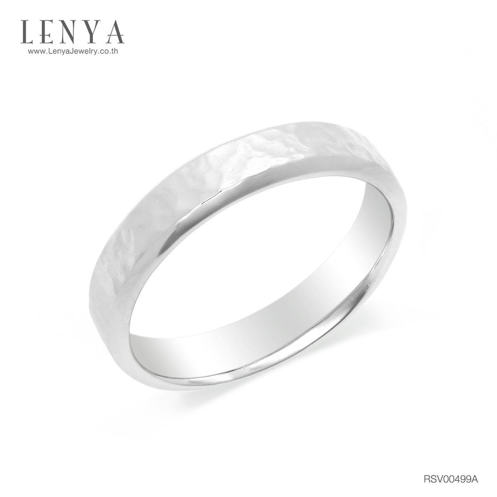 LENYA แหวนเงินแท้ 925 ชุบโรเดียม พื้นผิวแหวนมีลวดลายในตัว สวยได้แม้ไม่มีอัญมณีมาประดับ