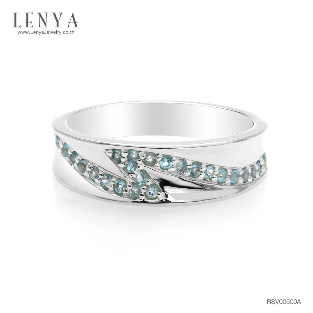 LENYA แหวนเงินแท้ประดับพลอย Blue Topaz อัญมณีของผู้ที่เกิดวันศุกร์ ราศีพิจิก และเดือนพฤศจิกายน