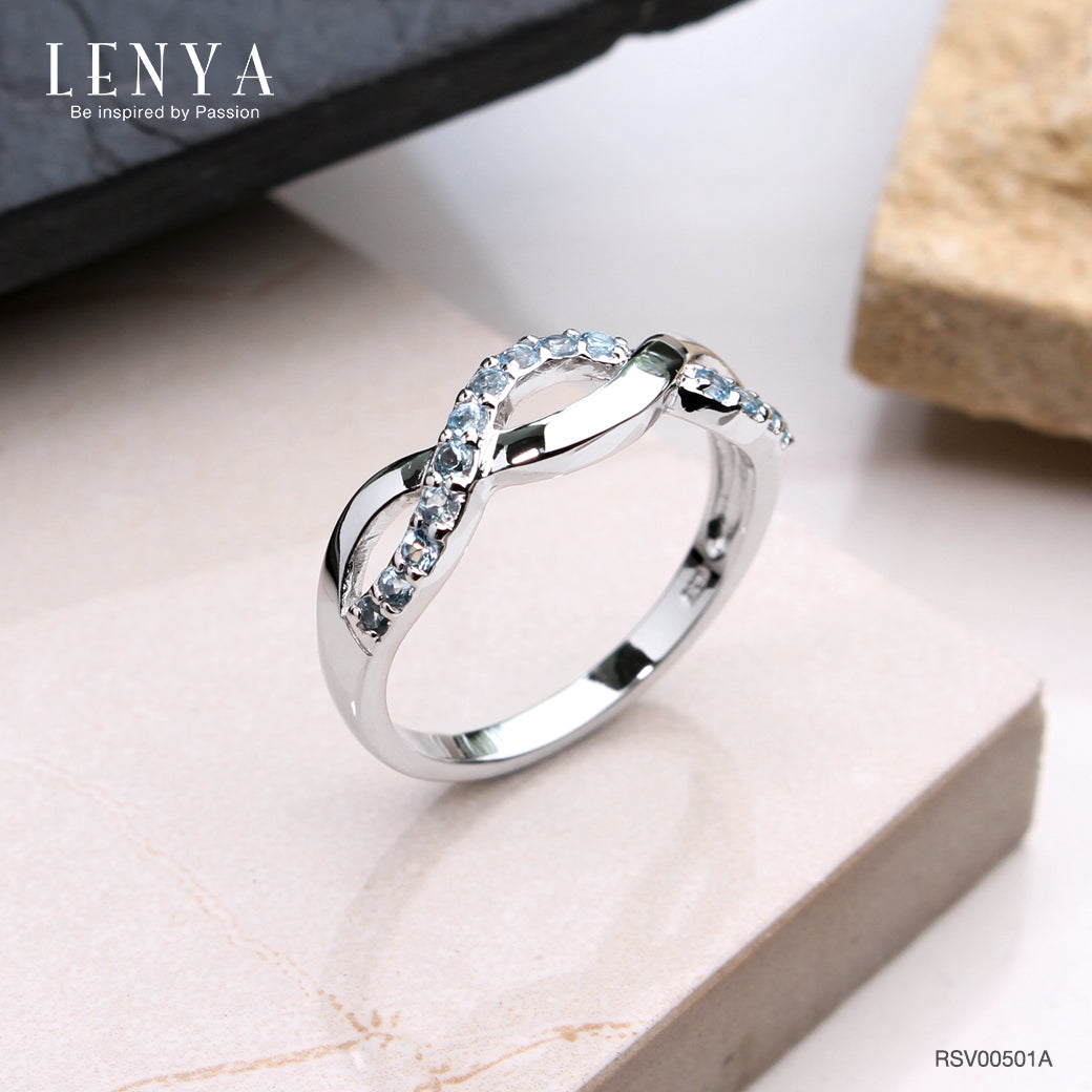 LENYA แหวนเงินแท้ประดับพลอย Blue Topaz อัญมณีของผู้ที่เกิดวันศุกร์ ราศีพิจิก และเดือนพฤศจิกายน