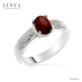 LENYA แหวนเงินแท้ ประดับพลอยโกเมน (Garnet) เสริมบุคลิกความมั่นใจ เสริมให้ร่ำรวย อัญมณีประจำเดือนมกราคม
