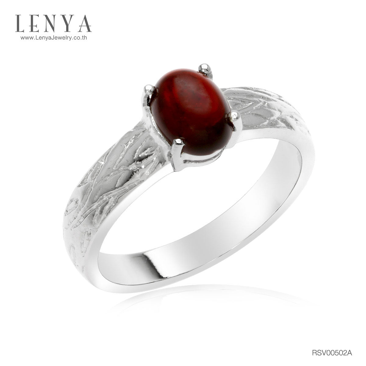 LENYA แหวนเงินแท้ ประดับพลอยโกเมน (Garnet) เสริมบุคลิกความมั่นใจ เสริมให้ร่ำรวย อัญมณีประจำเดือนมกราคม