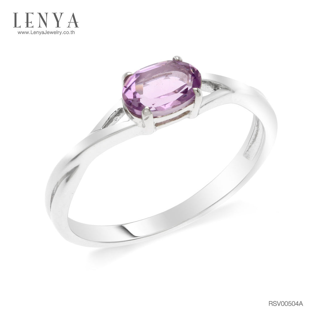 LENYA แหวนเงินแท้ ประดับพลอยอเมทิสต์ อัญมณีของผู้ที่เกิดเดือนกุมภาพันธ์