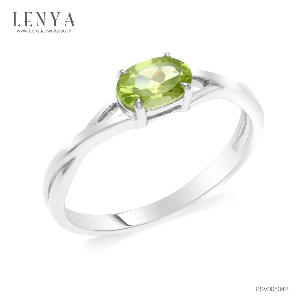 LENYA แหวนเพอริดอท(Peridot)  สีเขียว ดีไซน์น่ารักแต่เก๋ไก๋ ตัวเรือนชุบทองคำขาว (Rhodium) สวยเข้ากับทุกคน ใครใส่ก็สวย