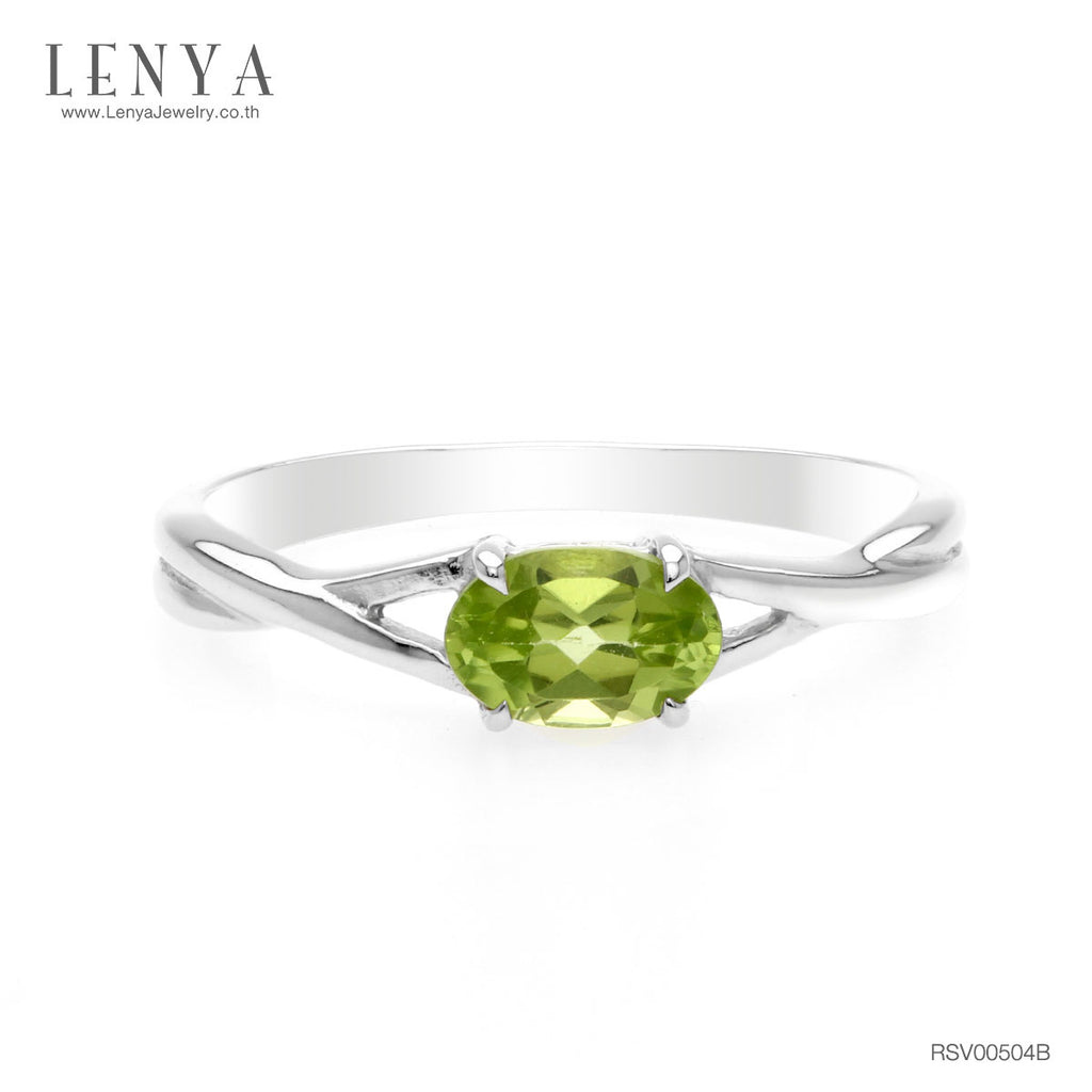 LENYA แหวนเพอริดอท(Peridot)  สีเขียว ดีไซน์น่ารักแต่เก๋ไก๋ ตัวเรือนชุบทองคำขาว (Rhodium) สวยเข้ากับทุกคน ใครใส่ก็สวย
