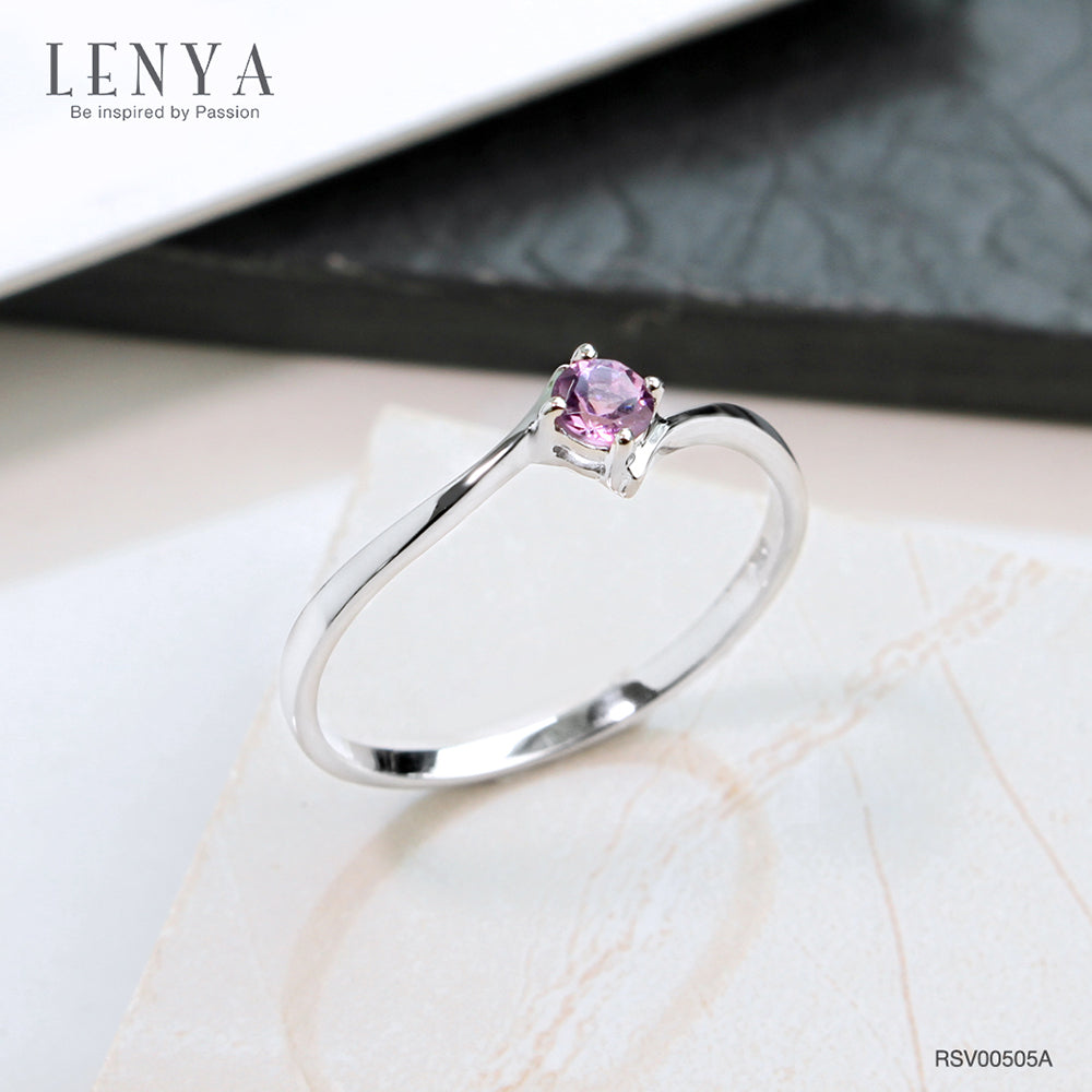 LENYA แหวนเงินแท้ ประดับพลอยอเมทิสต์ อัญมณีของผู้ที่เกิดเดือนกุมภาพันธ์