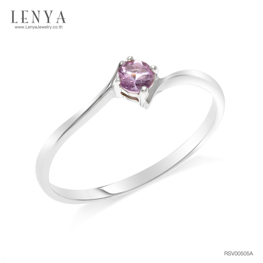 LENYA แหวนเงินแท้ ประดับพลอยอเมทิสต์ อัญมณีของผู้ที่เกิดเดือนกุมภาพันธ์