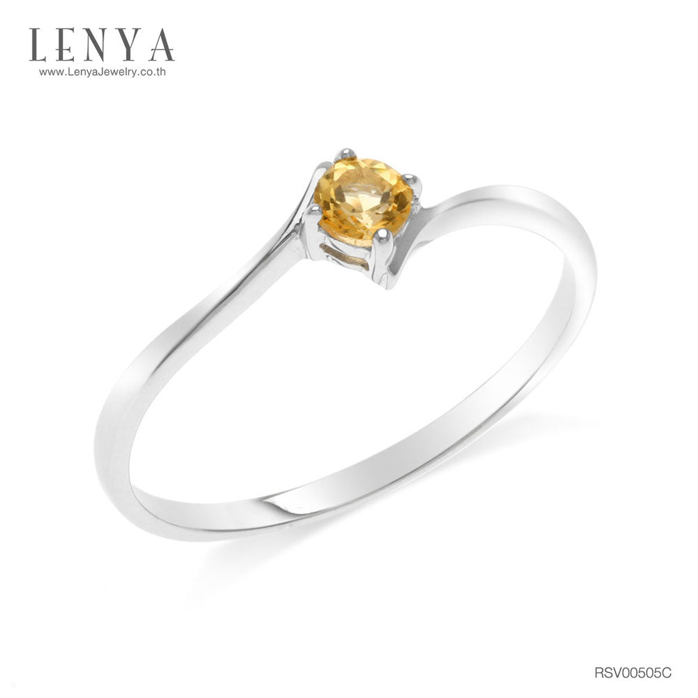 LENYA แหวนซิทริน (Citrine)  สีเหลือง ดีไซน์น่ารักแต่เก๋ไก๋ ตัวเรือนชุบทองคำขาว (Rhodium) สวยเข้ากับทุกคน ใครใส่ก็สวย