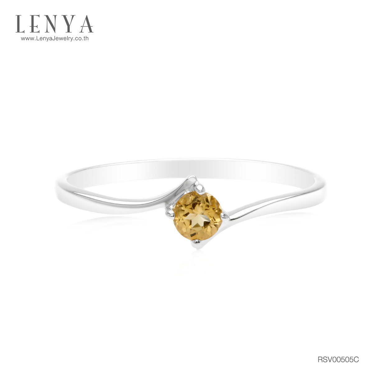 LENYA แหวนซิทริน (Citrine)  สีเหลือง ดีไซน์น่ารักแต่เก๋ไก๋ ตัวเรือนชุบทองคำขาว (Rhodium) สวยเข้ากับทุกคน ใครใส่ก็สวย