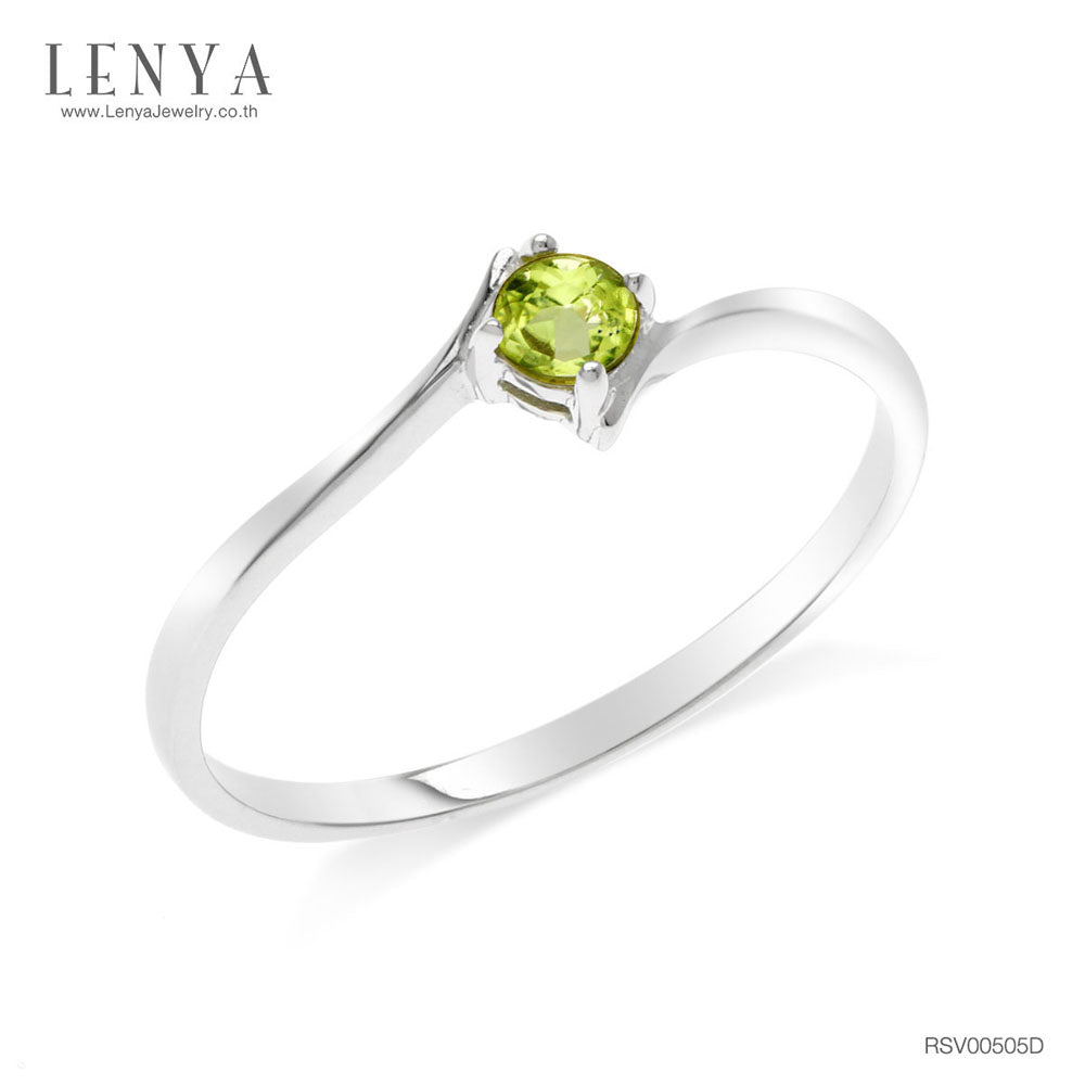 LENYA แหวนเพอริดอท(Peridot)  สีเขียว ดีไซน์น่ารักแต่เก๋ไก๋ ตัวเรือนชุบทองคำขาว (Rhodium) สวยเข้ากับทุกคน ใครใส่ก็สวย