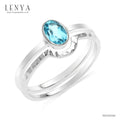 LENYA แหวนบลูโทแพซ(Blue Topaz)  สีฟ้า ดีไซน์น่ารักแต่เก๋ไก๋ ตัวเรือนชุบทองคำขาว (Rhodium) สวยเข้ากับทุกคน ใครใส่ก็สวย