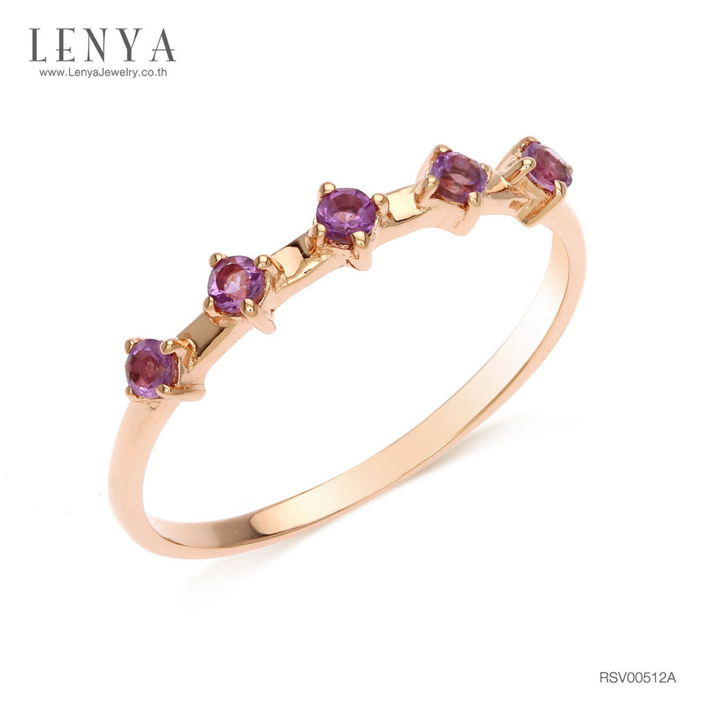 LENYA แหวนเงินแท้ ประดับพลอยอเมทิสต์ อัญมณีของผู้ที่เกิดเดือนกุมภาพันธ์