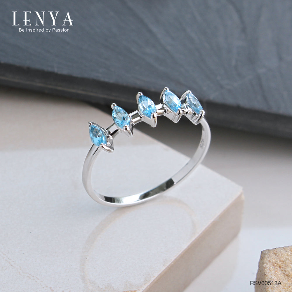 LENYA แหวนเงินแท้ประดับพลอย Blue Topaz อัญมณีของผู้ที่เกิดวันศุกร์ ราศีพิจิก และเดือนพฤศจิกายน
