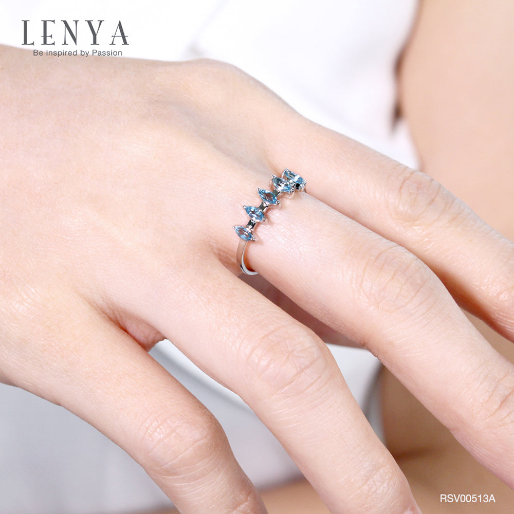 LENYA แหวนเงินแท้ประดับพลอย Blue Topaz อัญมณีของผู้ที่เกิดวันศุกร์ ราศีพิจิก และเดือนพฤศจิกายน