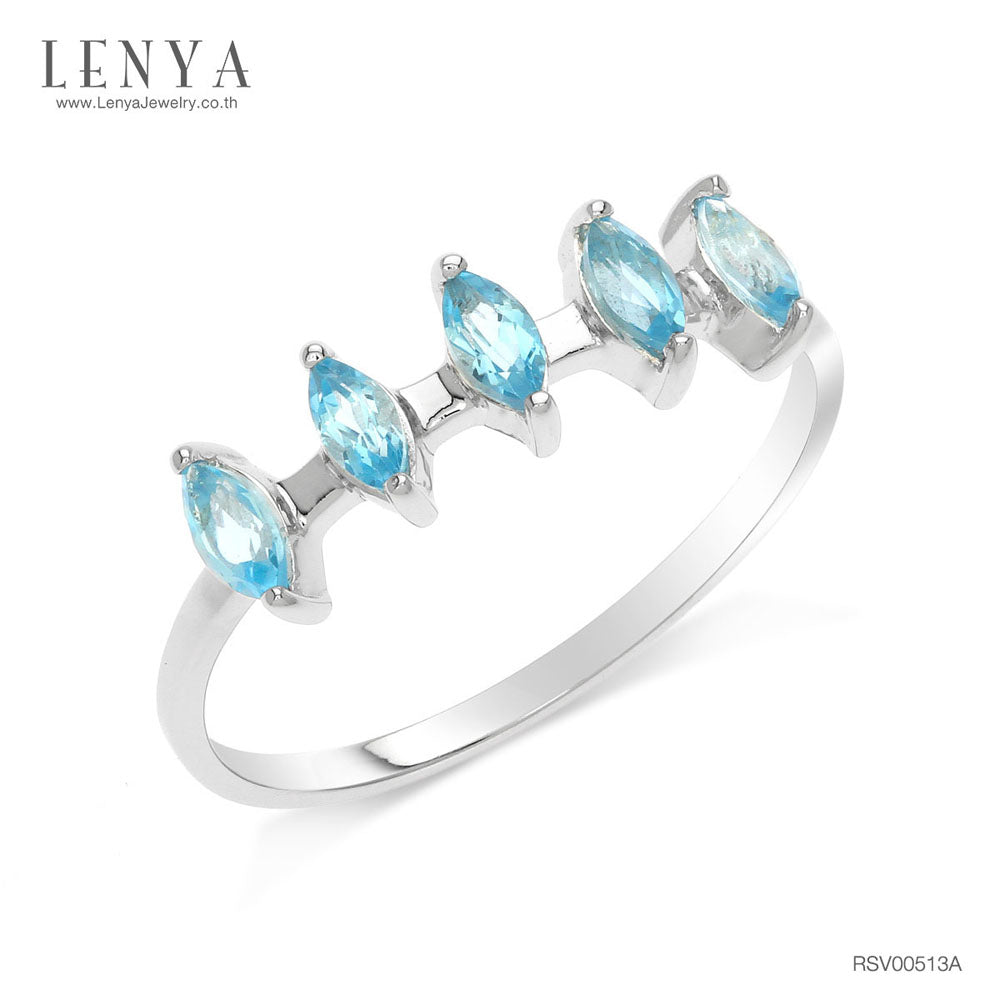 LENYA แหวนเงินแท้ประดับพลอย Blue Topaz อัญมณีของผู้ที่เกิดวันศุกร์ ราศีพิจิก และเดือนพฤศจิกายน